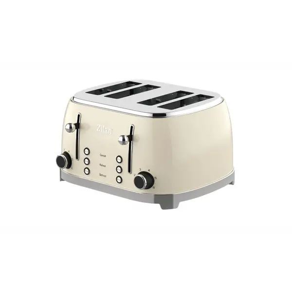 Prajitor de paine Retro Zilan ZLN1214, 4 felii de paine, 1500W, 6 trepte, dezghetare, reincalzire, picioruse antiderapante