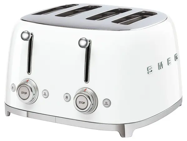 Prăjitor de pâine Smeg - 50’s Style TSF03WHEU, 2000W, 6 trepte, alb