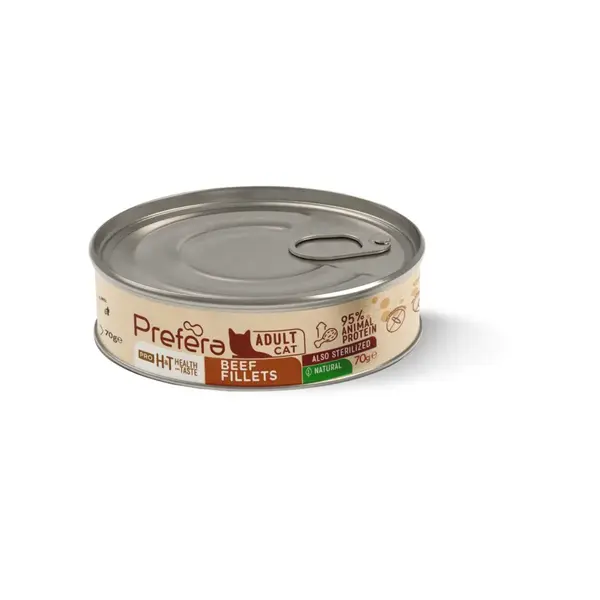 PREFERA Pro H&T Fillets, Vită, conservă hrană umedă fără cereale pisici, (în supă), 70g