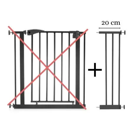 Prelungire Poarta de siguranta cu grilaj pentru copii sau caini Baby 20 Negru 77x24x2 cm