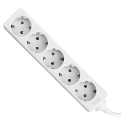 Prelungitor 3 metri cu 5 Schuko, Cablu 3x 1.5mm, Culoare Alb, Putere 3680W 16A, TED Electric TED001900