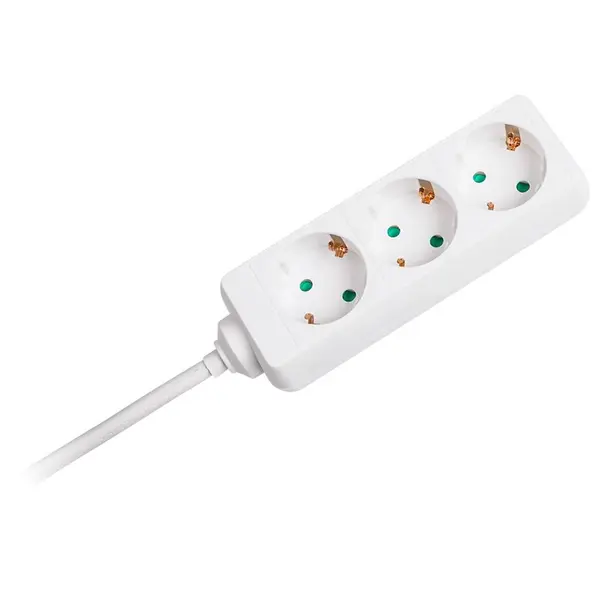 Prelungitor 3 prize, 1.5 m, cablu 3×1.0 mm², 10A/2300W, alb, Rebel