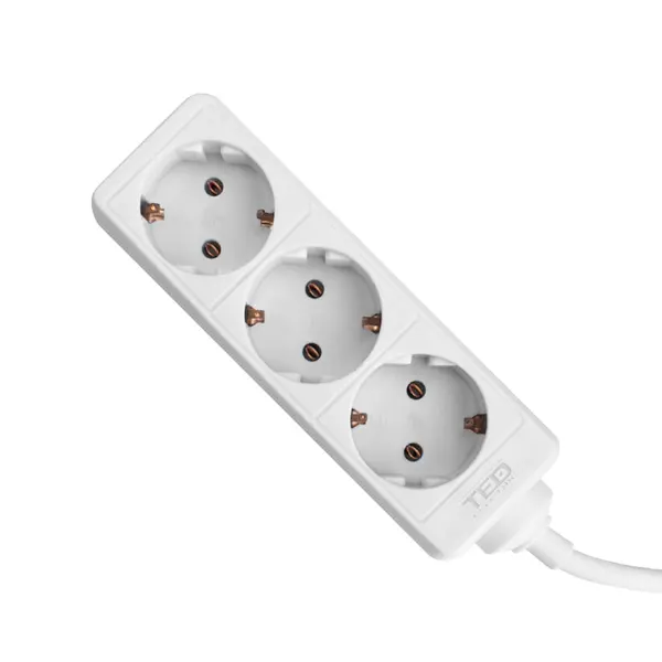 Prelungitor 3 prize Schuko, 3 m, 3x1,5 mm², 16A/3680W, alb, TED Electric A0059002