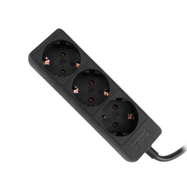 Prelungitor 3 prize Schuko, 3 m, cablu 3x1,5 mm², 16A/3680W, negru, TED Electric