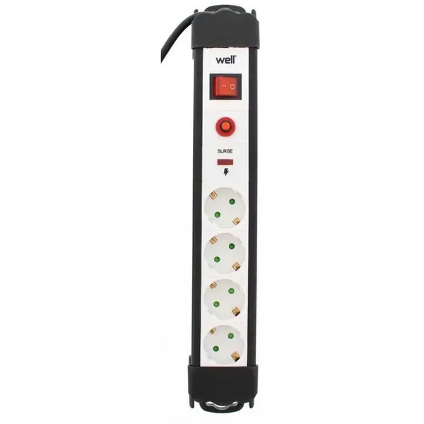 Prelungitor 4 prize 3M cu protectie, cablu 3xG1.5mmp, Well EXTS-4S3M-PROT/02-WL