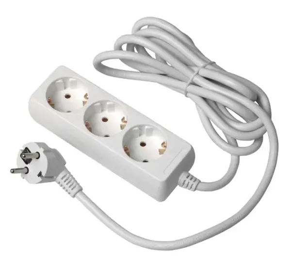 Prelungitor 4 prize fără întrerupător, cablu 3×1.5mm², 3m, Rebel