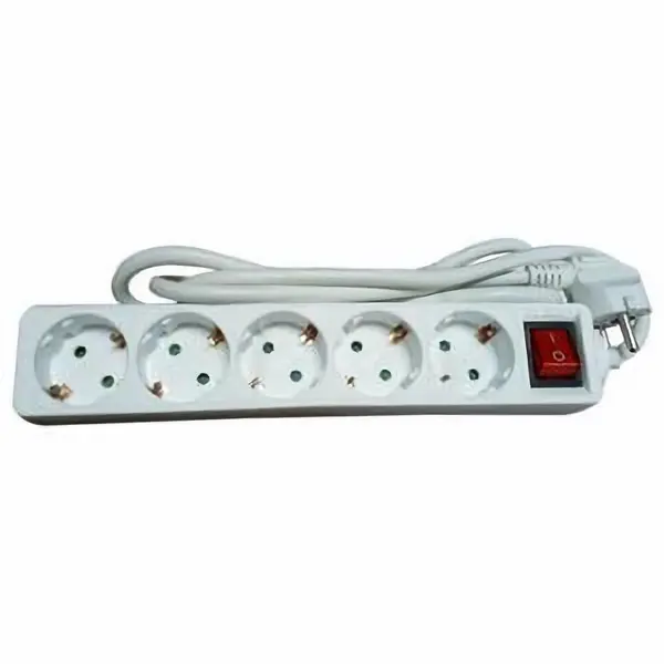 Prelungitor 5 prize cu întrerupător, cablu 3×1,5 mm², 5 m, Rebel