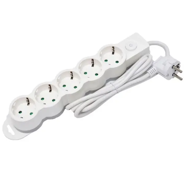 Prelungitor 5 prize fără întrerupător, cablu 3×1,5 mm², 3 m, Rebel