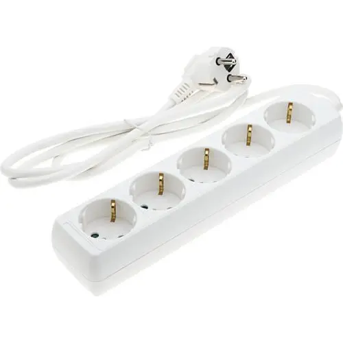 Prelungitor 5 prize fără întrerupător, cablu 3×1.5mm², 2m, Rebel