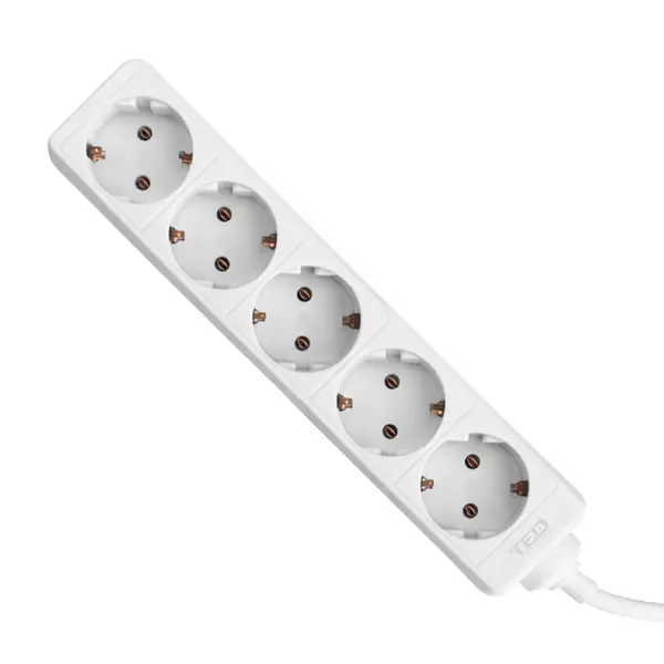 Prelungitor 5 prize Schuko, 3 m, cablu 3x1,5 mm², 16A/3680W, alb, TED Electric TED001900
