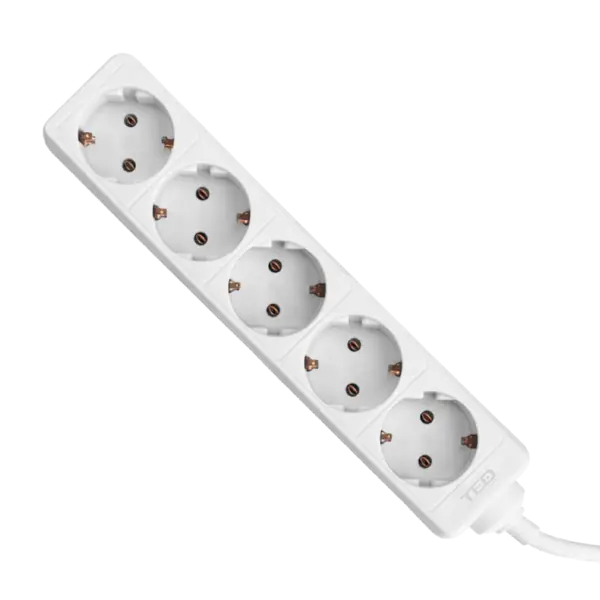 Prelungitor 5 prize Schuko, 5 m, 3x1.5 mm², 3680W/16A, alb, TED Electric TED001887