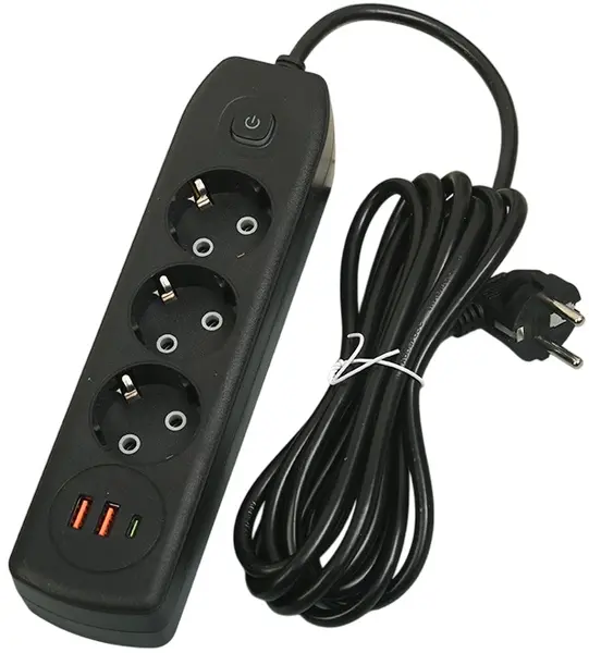 Prelungitor 5m 3 Prize + 2 USB cu Intrerupator (nou)