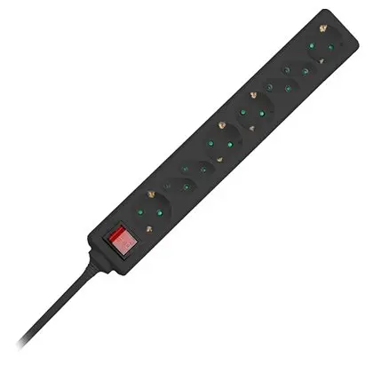 Prelungitor 8 cai cu intrerupator 1.5M( 3G1.5MM2) - negru V-TAC SKU-8773