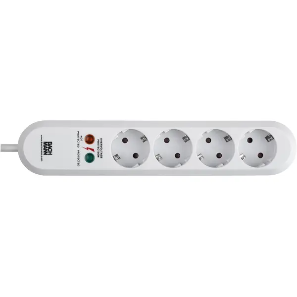 Prelungitor Bachmann Smart 381.2212K, cu protectie supratensiune, 4 prize Schuko, 1.5m