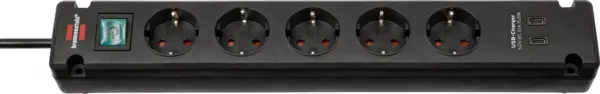 Prelungitor brennenstuhl bremounta 5 prize, 2 x usb-c, 3m, buton on off, prindere in suruburi alb