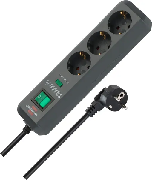 Prelungitor Brennenstuhl - Eco-Line Power Strip, 3 prize , 1.5 m, negru