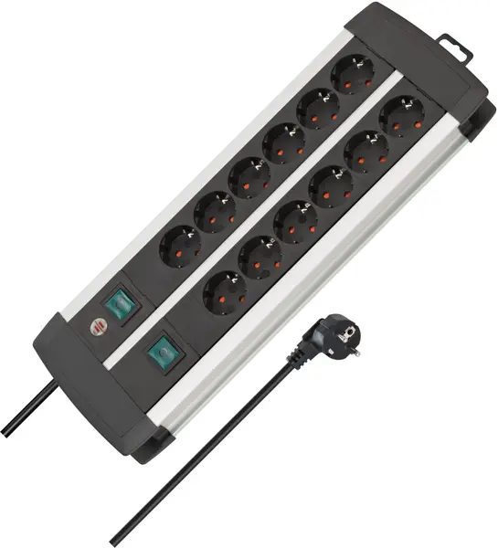 Prelungitor Brennenstuhl - Premium Alu-Line, 12 prize , 3 m, negru /argintiu