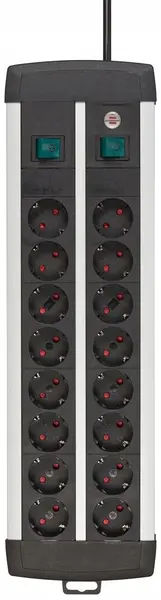 Prelungitor Brennenstuhl - Premium Alu-Line, 16 prize , 3 m, argintiu/negru