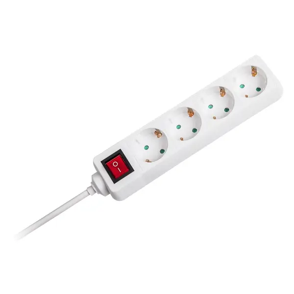Prelungitor cu 4 prize și întrerupător, 16A/3680W, cablu 1.5 m, 3G1.5 mm², alb, V-TAC VT-1114