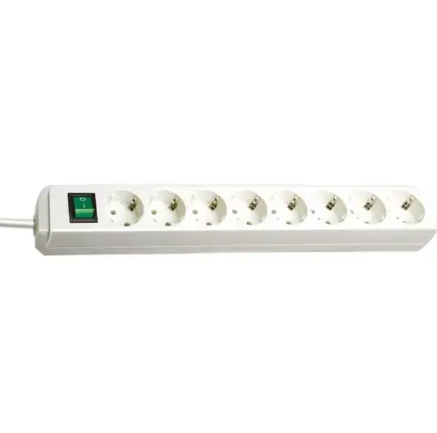 Prelungitor cu comutator Brennenstuhl H05VV-F 3G1.5, 8 prize, 3 m (Alb)
