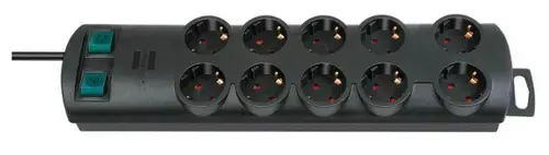 Prelungitor cu doua intrerupatoare Brennenstuhl 145558, 10 prize, 2m (Negru)