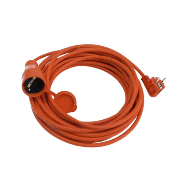 Prelungitor cu fisa si priza IP44 10 m pentru exterior cu capac de protectie sectiune cablu 3x1.5 mm² portocaliu