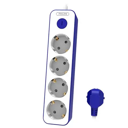 prelungitor cu intrerupator 4 cai 1.5 m philips