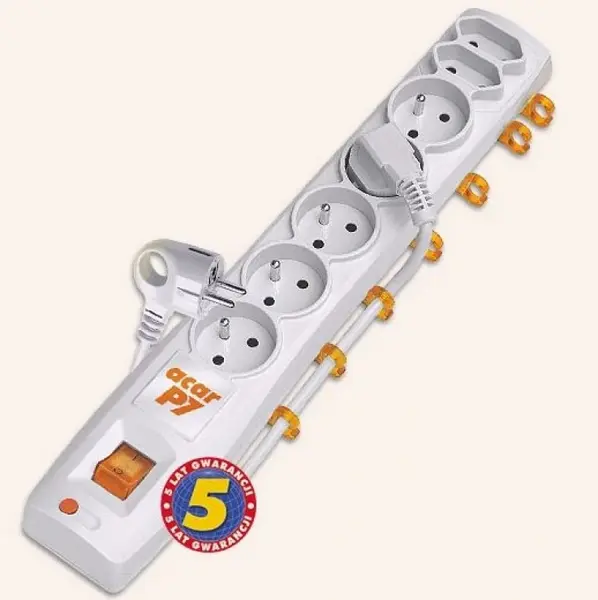 Prelungitor cu protectie 7 prize (5 x Schuko + 2 x Euro) 3m alb, Acar P7