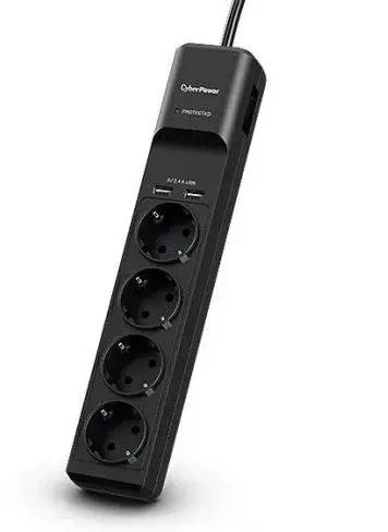 Prelungitor CyberPower, 4 x Prize, 2 x USB, 1.8m (Negru)
