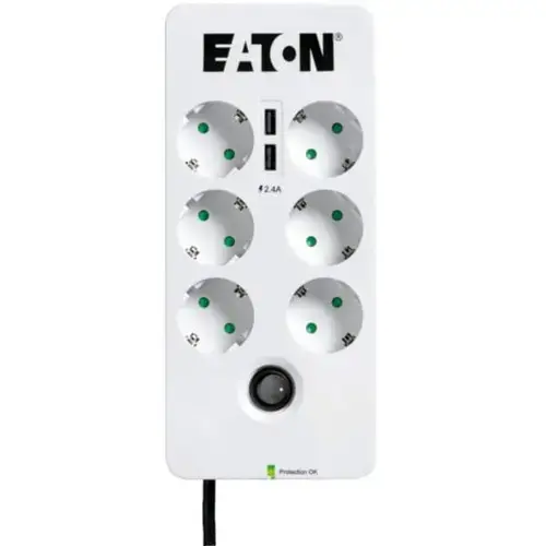 Prelungitor Eaton PB6UD, 6 x Schuko, 2 x USB