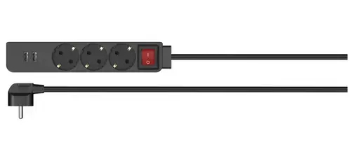 Prelungitor electric Hama 223182, 3 prize, 2 x USB-A, 1.4m (Negru)