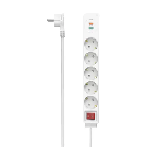 Prelungitor electric Hama 223186, 5 prize, USB-C 1.4 m (Alb)