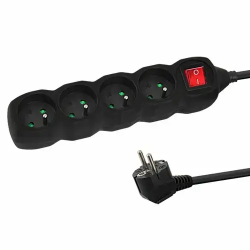 Prelungitor Esperanza ELK213K, switch ON/OFF, 4 prize, 3m (Negru)
