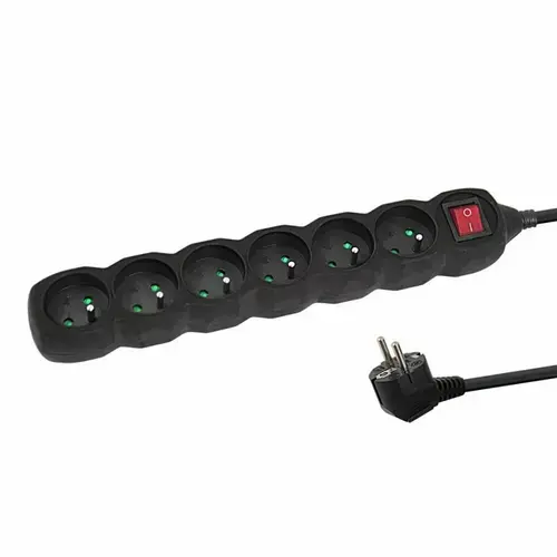 Prelungitor Esperanza ELK218K, switch ON/OFF, 6 prize, 3m (Negru)