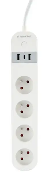 Prelungitor GEMBIRD TSL-PS-F4U-01-W, Schuko x 4, WiFi, 1.5 m, 2xUSB-A, 1xUSB-C (Alb)