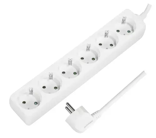 Prelungitor LogiLink LPS238, 6 prize, cablu 3G 1.5mm2, 230 V/16 A, 50 Hz, max. 3500 W, IP20, 1.5m (Alb)