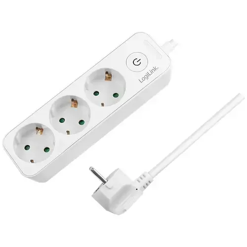 Prelungitor LogiLink LPS244, cu intrerupator iluminat, 3 prize, IP20, H05VV-F 3G 1.5 mm², cordon 1.5m, Alb