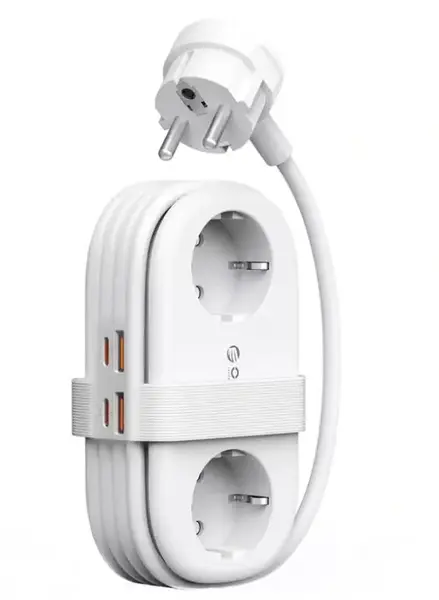 Prelungitor Orico AP3, 2 x Schuko - 2 x USB-A - 2 x USB-C, Alb