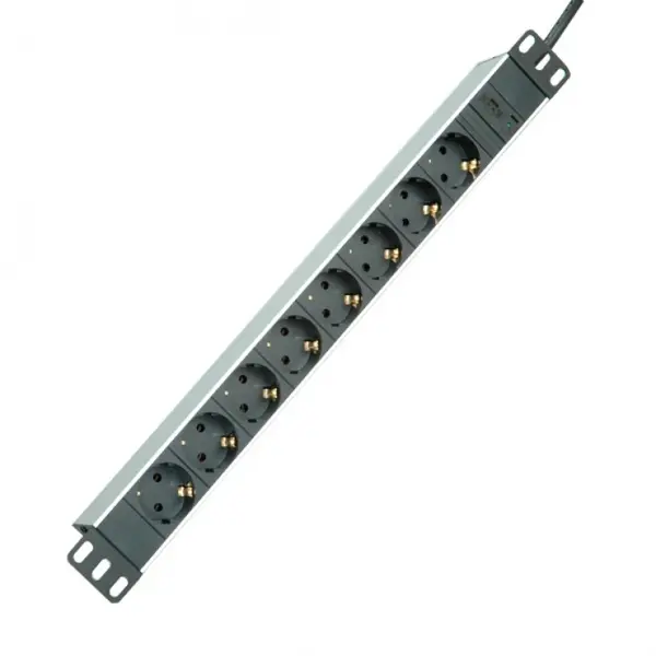 Prelungitor pentru cabinet 19" PDU C14 la 8 prize Schuko 10A Aluminiu 2m, Roline 19.07.1622