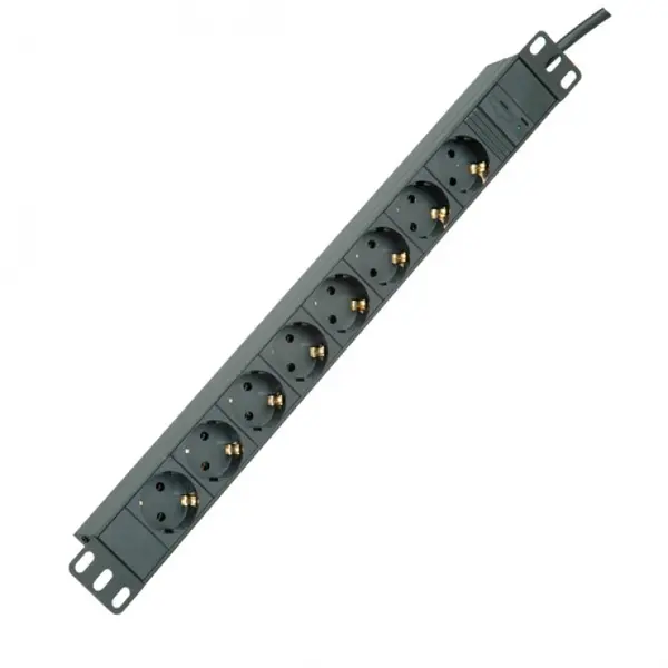 Prelungitor pentru cabinet 19" PDU C14 la 8 prize Schuko 10A Negru 2m, Roline 19.07.1623