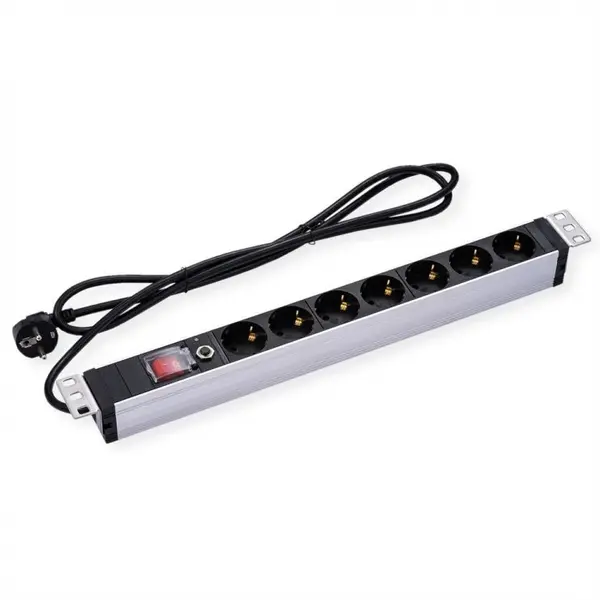 Prelungitor pentru cabinet PDU 19" 1U Schuko la 7 prize Schuko 1.8m, Value 19.99.1633