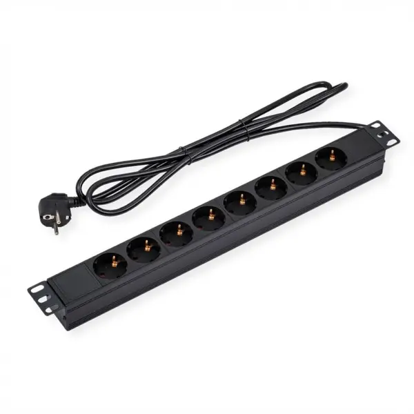 Prelungitor pentru cabinet PDU 19" 1U Schuko la 8 prize Schuko 1.8m, Value 19.99.1632