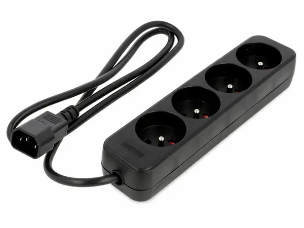 Prelungitor pentru UPS C14 la 4 x Schuko 1m, PS0-04E-0100-IEC-BK