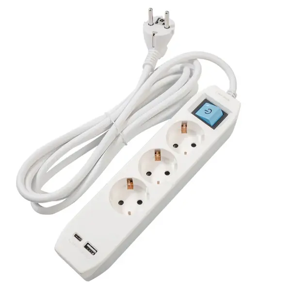 Prelungitor Schuko x 3 tip-CX1 usb x 1 cablu 3m alb Prelungitor Schuko x 3 tip-CX1 usb x 1 cablu 3m alb