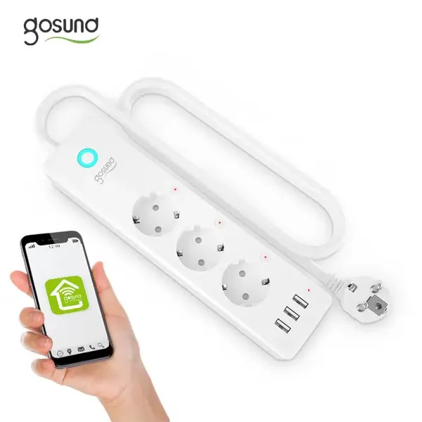 Prelungitor SMART 3 prize si 3 USB 16A compatibil Tuya Gosund P1