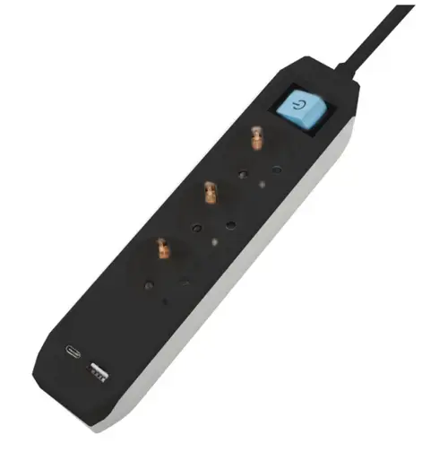 Prelungitor Spacer PP-3-30B-TC-USB, 3 prize, 16A, 3 m (Negru)