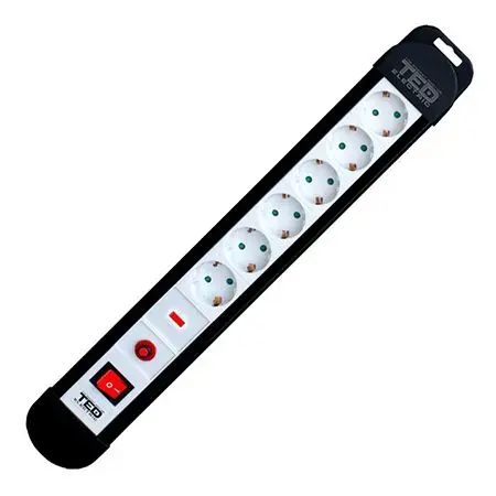 Prelungitor TED PS-TED6-1.5, 6 prize, 1.5 m (Negru/Alb)