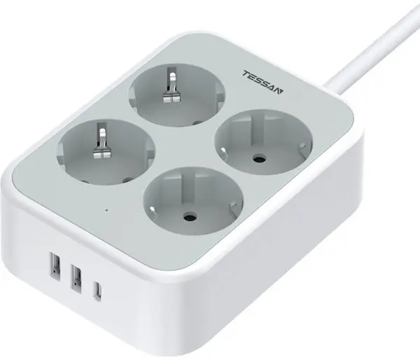 prelungitor tessan ts-ps01de, 4 prize, 2 x usb-a, 1x usb-c, incarcare rapida 25w