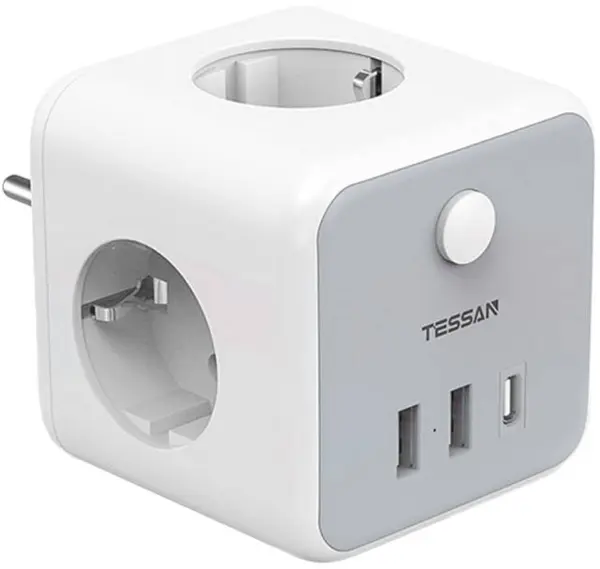 prelungitor tip cub tessan ts-301-de-c, 3 prize, 2 x usb a, 1 x usb-c