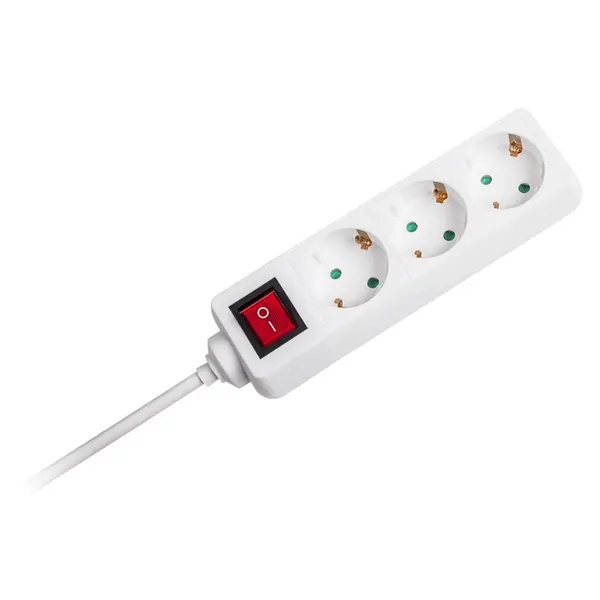 Prelungitor V-tac, 3 cai cu intrerupator, 1.5 m, 3G1.5 mm², alb, SKU-8762
